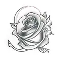 Black rose and cherry blossom tattoo design idea