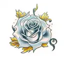 Black rose and cherry blossom tattoo design idea
