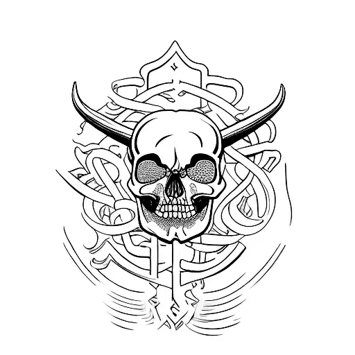 Steer Skull 1 Corinthians 14:16 J R C L tattoo design idea