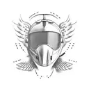 1930's racing driver with four wings on helmet tattoo design idea