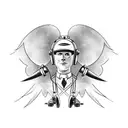 1930's racing driver with four wings on helmet tattoo design idea