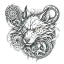 wolf and dragon tattoo design idea