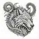 wolf and dragon tattoo design idea