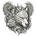 wolf and dragon tattoo design idea