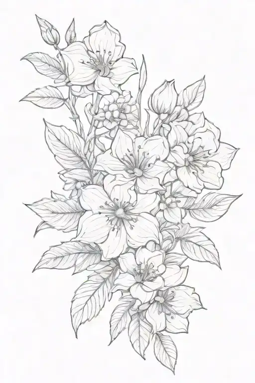April August October November birth flower bouquet tattoo design idea