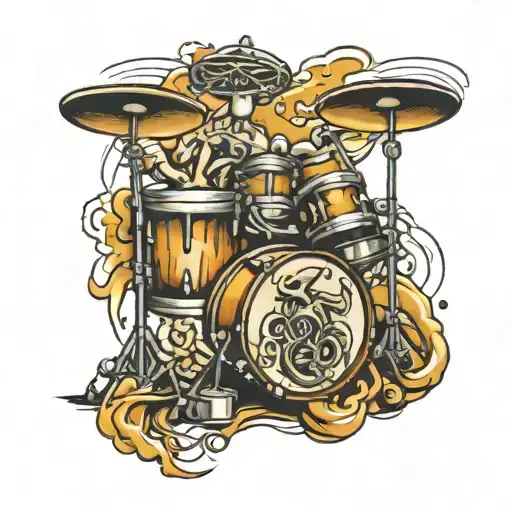 drums and music tattoo design idea