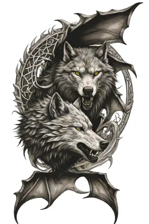 game of thrones wolf and dragon tattoo design idea