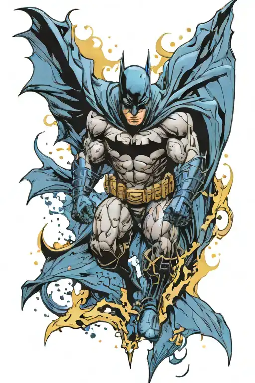 batman logo for the back of 15cm with the background blue and yellow tattoo design idea