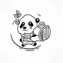 panda hugging an ice cube tattoo design idea