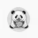 panda hugging an ice cube tattoo design idea