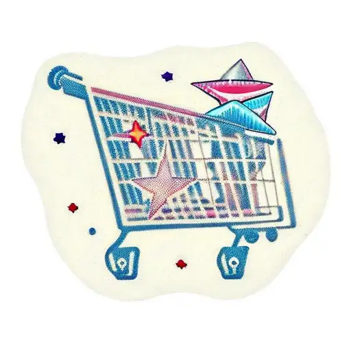 shopping cart with stars tattoo design idea