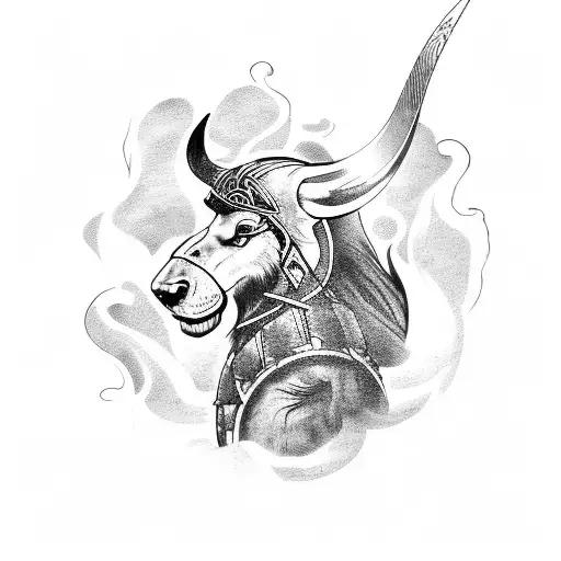 A fierce Viking warrior riding a motorcycle through a dense forest tattoo design idea