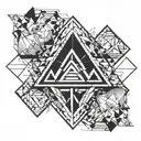 God is greater than the highs and the low poly black tattoo design idea