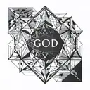 God is greater than the highs and the low poly black tattoo design idea