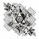 God is greater than the highs and the low poly black tattoo design idea
