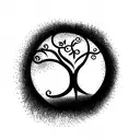 Small divi divi tree with lines under it and the year 2022 tattoo design idea
