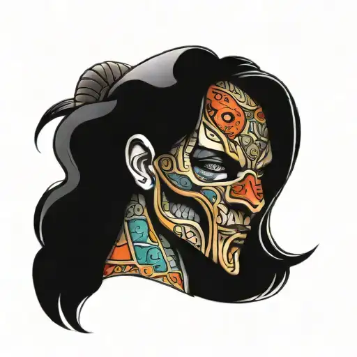 Snake and mask merged tattoo design idea