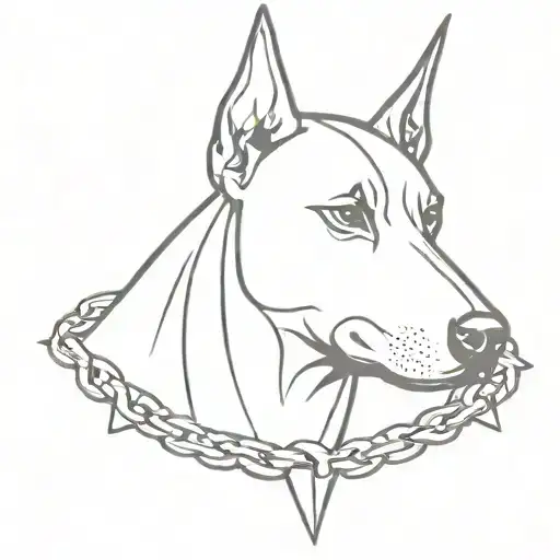 doberman spiked chain agressive tattoo design idea