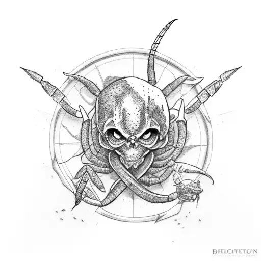 broken sword with scorpion tattoo design idea