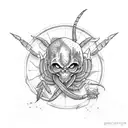 broken sword with scorpion tattoo design idea