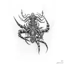 broken sword with scorpion tattoo design idea