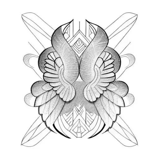 art deco wings tattoo design idea