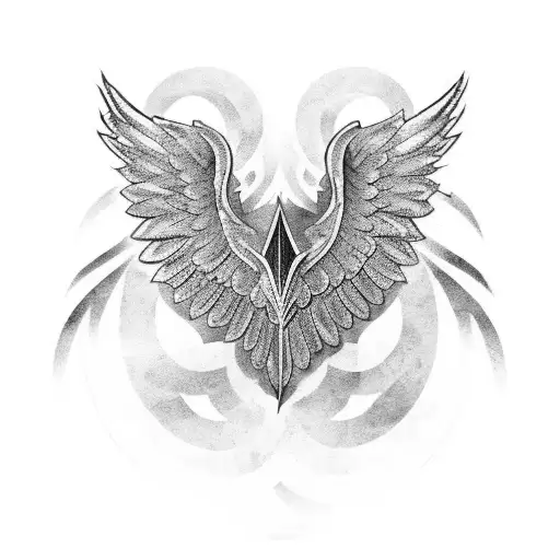 art deco wings tattoo design idea