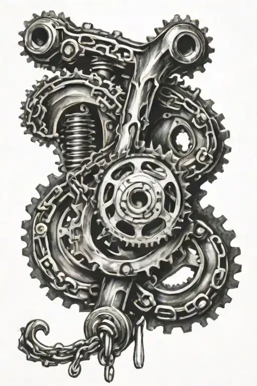 bike chain transforming tattoo design idea