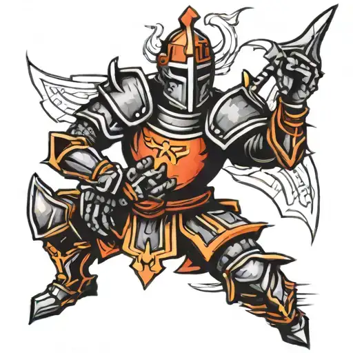 hand knight black  tattoo design idea
