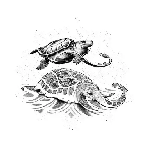 half sleeve with sea lion, sea turtle, elephant, manta ray, and gecko tattoo design idea