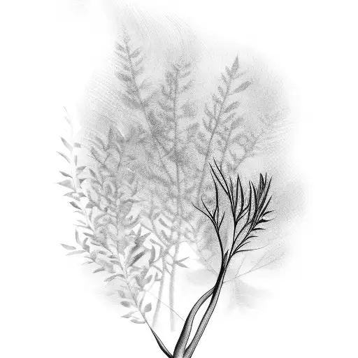 long single Olive Branch with leaves tattoo design idea