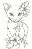 cat and flower ring tattoo design idea