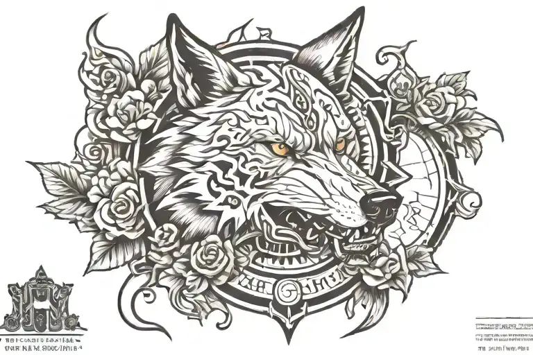 wolf evil bones watch tattoo design idea