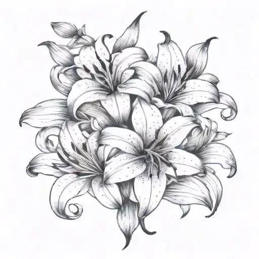 A delicate floral design incorporating lilies with a gritty street vibe tattoo design idea