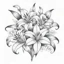 A delicate floral design incorporating lilies with a gritty street vibe tattoo design idea