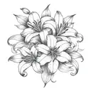 A delicate floral design incorporating lilies with a gritty street vibe tattoo design idea
