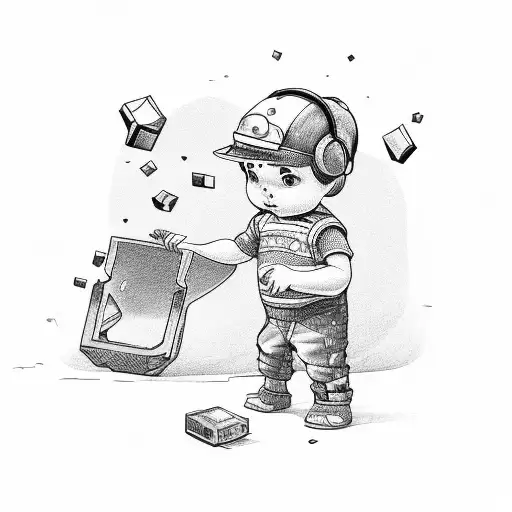 caring dad playing with his 2 year old son,guitar player,trader of crypto currencies tattoo design idea