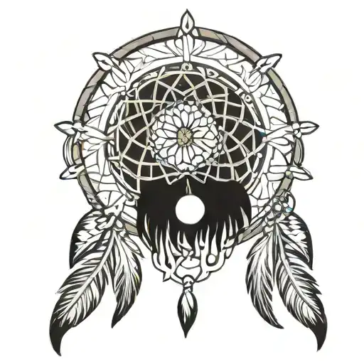 dream catcher earring hanging tattoo design idea