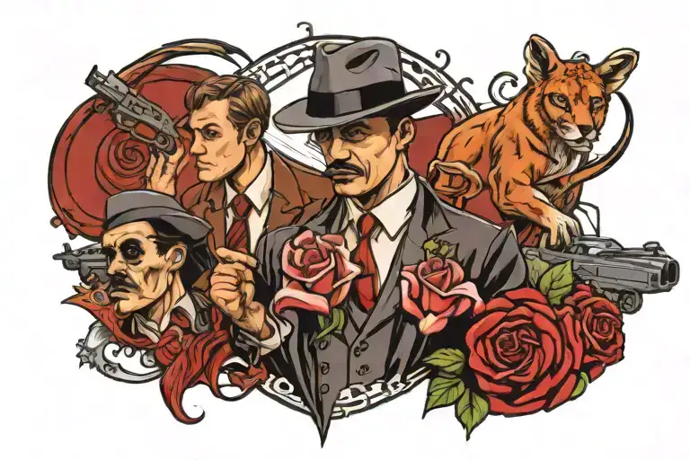 the mafia scene with a luxurious tattoo design idea