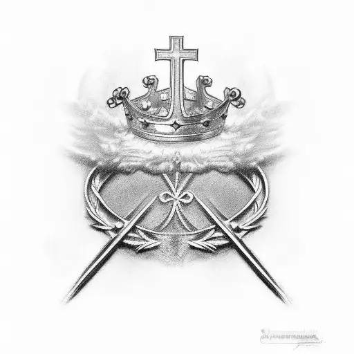 Christian Cross with crown tattoo design idea