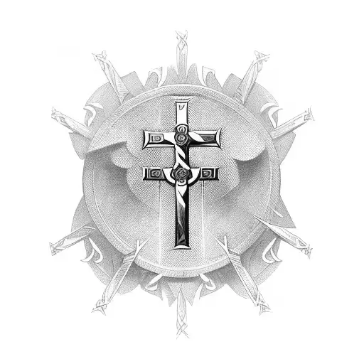 Christian Cross made of swords tattoo design idea