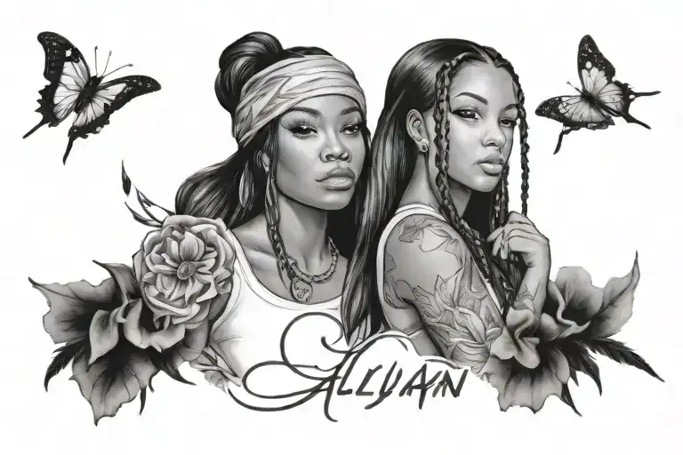 The names: Aaliyah and Braylen tattoo design idea