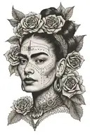 Frida Kahlo face tattoo design idea