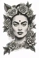 Frida Kahlo face tattoo design idea