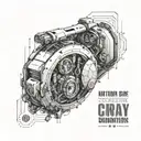 A futuristic steampunk design incorporating elements from Cyberpunk 2077 game with a philosophical quote in binary code tattoo design idea