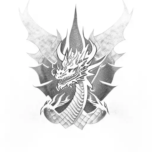 Dragon wrath fire crest tattoo design idea