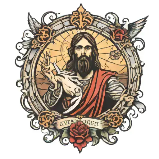Christ and endurance tattoo design idea