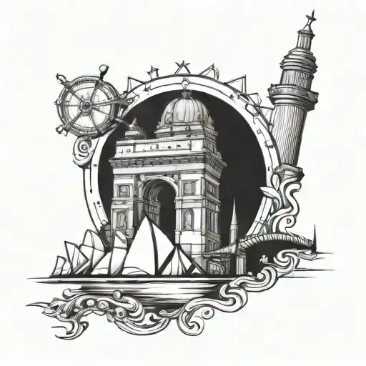A tattoo design of iconic landmarks from San Diego and Long Island  tattoo design idea