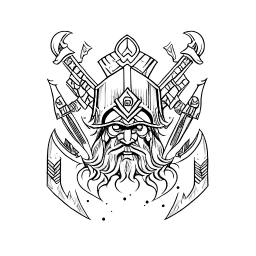 warrior dwarf phantom tattoo design idea