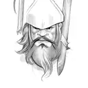 long haired dwarf with a two sided axe tattoo design idea